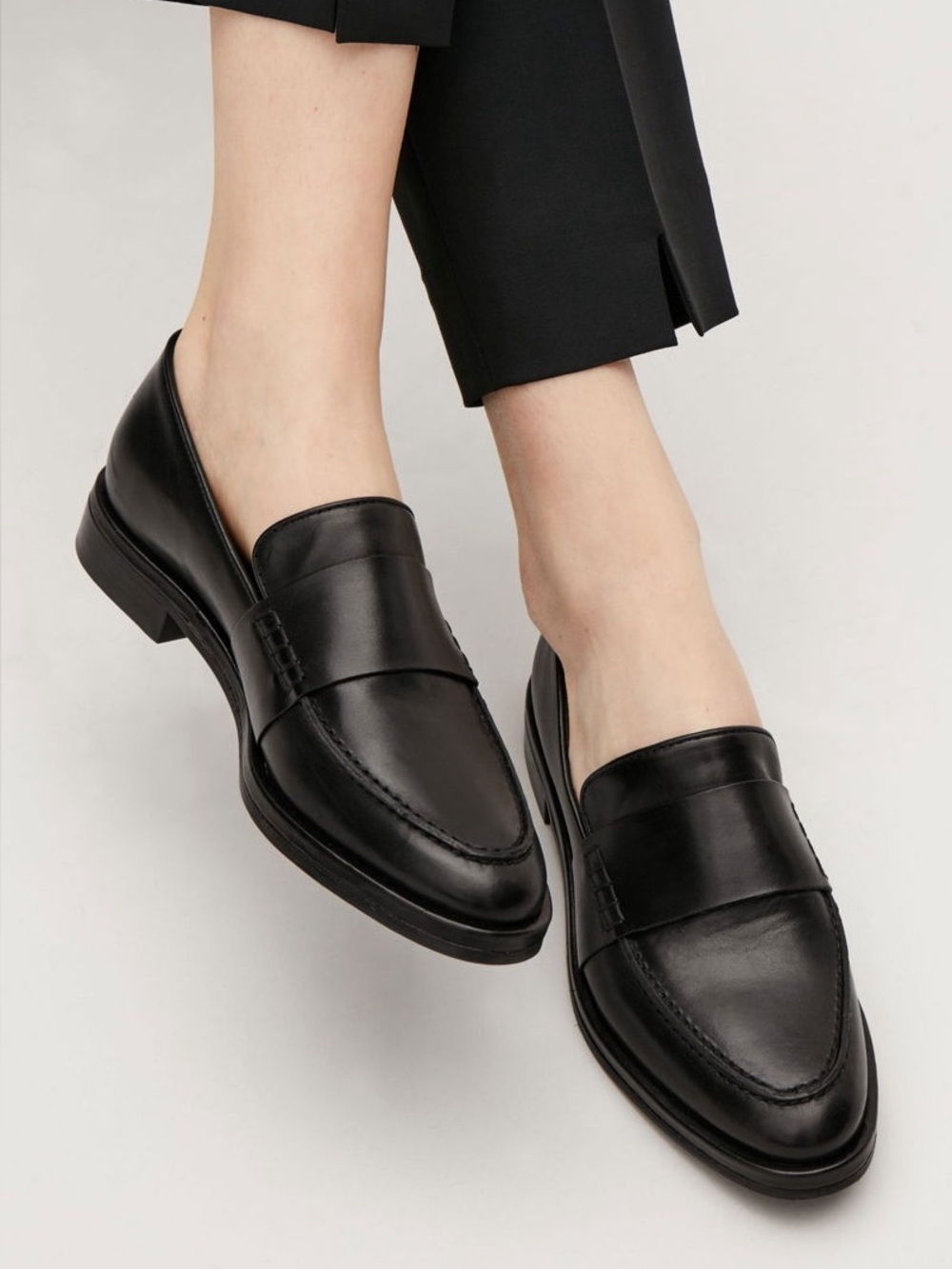 COS black leather loafers
